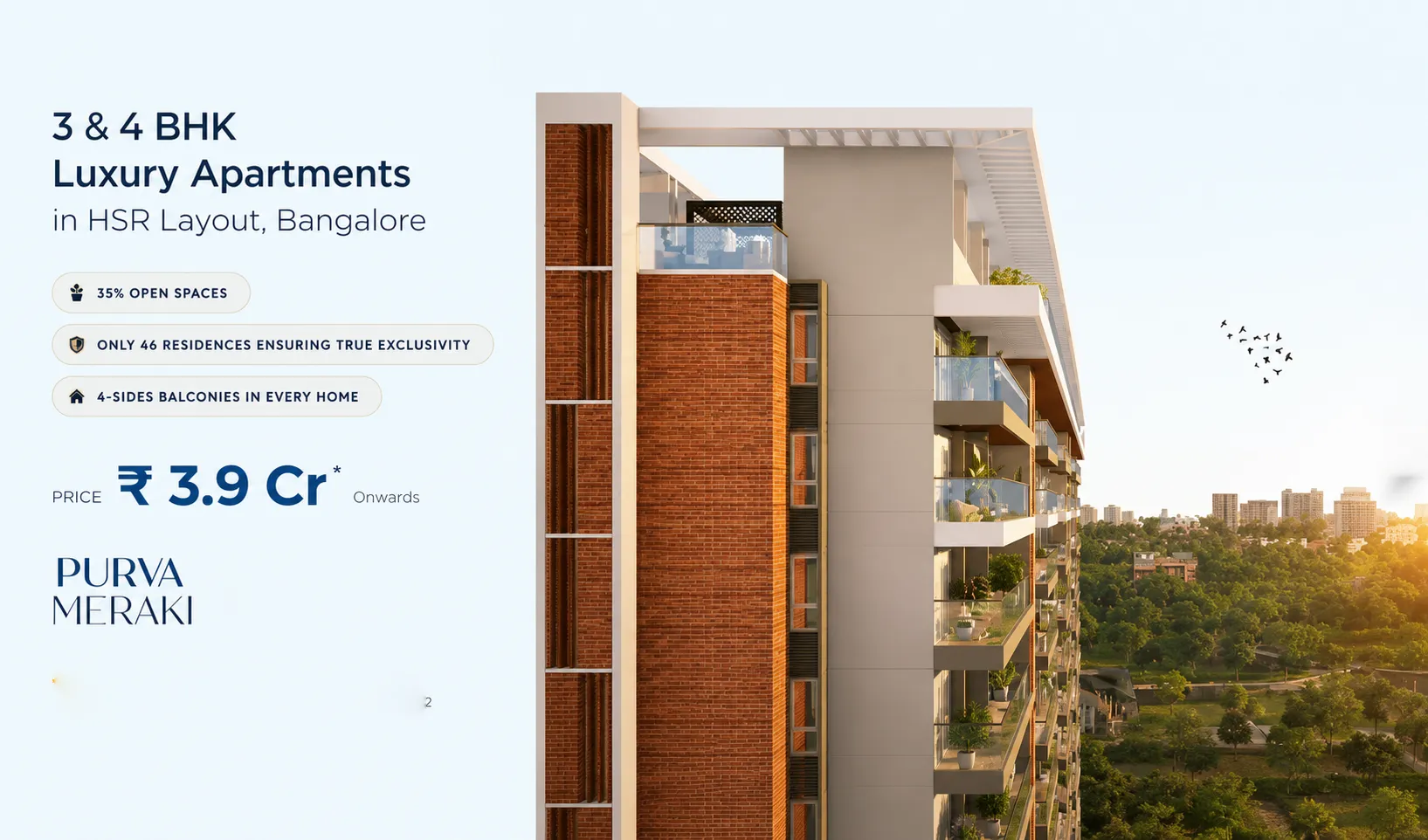Purva Meraki – Luxury 3 & 4 BHK Apartments In HSR Layout, Bangalore banner 1