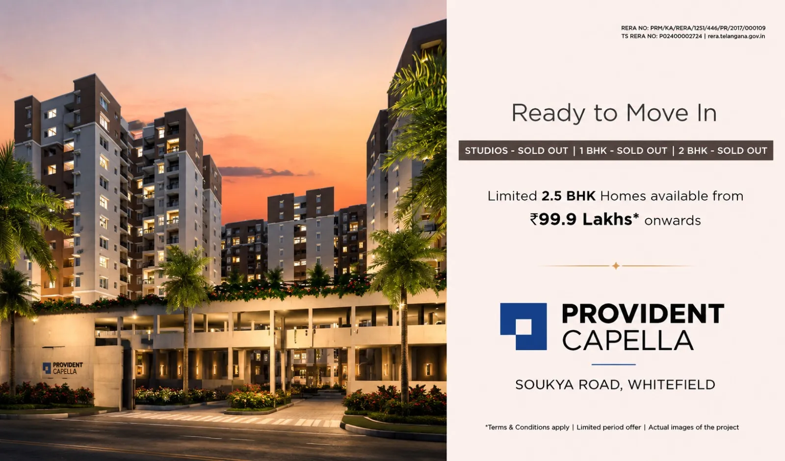 Provident Capella – Premium 1, 2 & 2.5 BHK Child-Centric Apartments In Whitefield, Bangalore banner 1